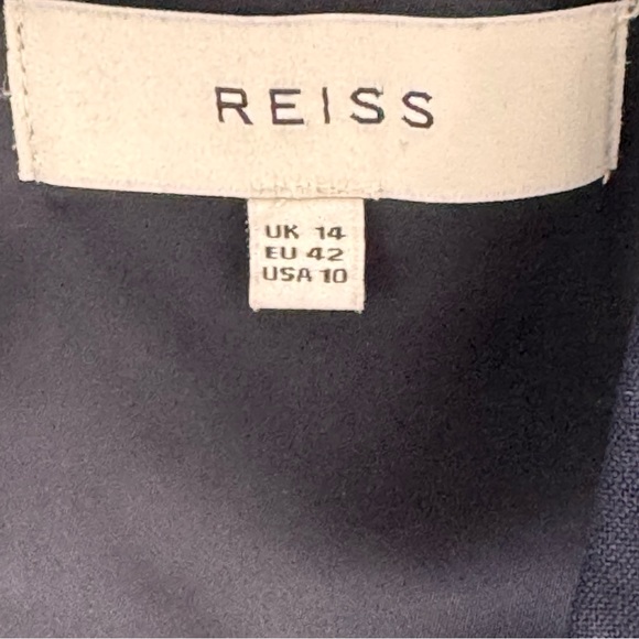 REISS Tailored V-Neck Faulkner Dress Navy Blue Size 10 - Picture 3 of 9